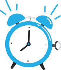 Wake up to new possibilities with this vibrant blue alarm clock illustration that signals fresh starts