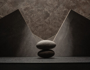 podium background made of natural stones with texture