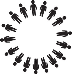 People Circle Pictogram, Community Unity Teamwork Concept