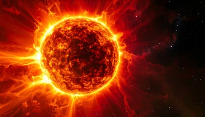 Obraz premium Fiery celestial body with radiating energy