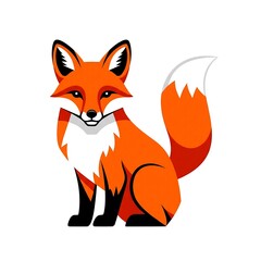 Obraz premium Cute and Friendly Red Fox Sitting on a White Background.