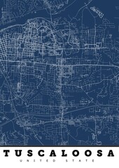 Tuscaloosa City Highway Map Detailed Road Poster
