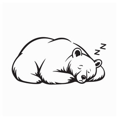 Minimalist Sleeping Bear Logo in Line Art Style on white background