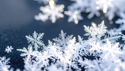 Close-up of intricate snowflakes