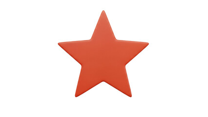 3D Cartoon Five Point Star Minimal Design on Transparent Background
