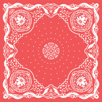 Bandana motif design vector with Ouroboros Snake and Skull Bone Pattern