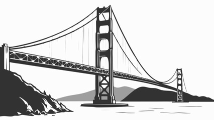 Fototapeta premium Golden gate bridge in monochrome, a striking black and white rendition of the iconic landmark. Perfect for prints, posters, and website backgrounds.