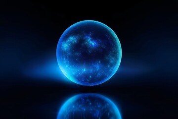 Abstract Blue Planet with Reflection - Cosmic Sphere, Futuristic Design