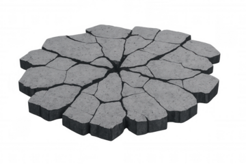 Damaged concrete surface with visible cracks and breakage, isolated on transparent background, ideal for compositing