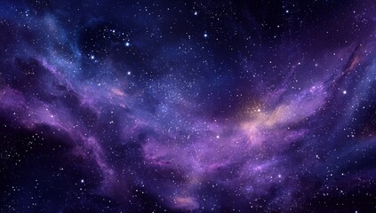 A breathtaking digital illustration of a colorful cosmic cloud nebula, swirling with purple and blue gases amid a star-studded galaxy
