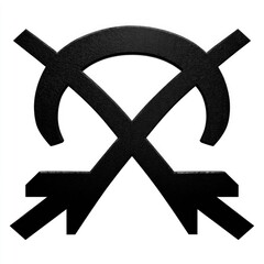 Obraz premium Abstract black symbol, two arrows intersecting a curved line