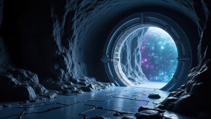 A high-security artificial intelligence vault is carved deep within a remote asteroid