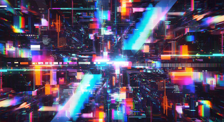 Abstract digital art with vibrant colors and geometric shapes.