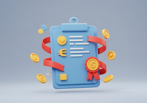 Financial Success and Investment Portfolio Management Illustration Showing Earnings and Growth with Document and Currency Symbols Achieving Business Goals