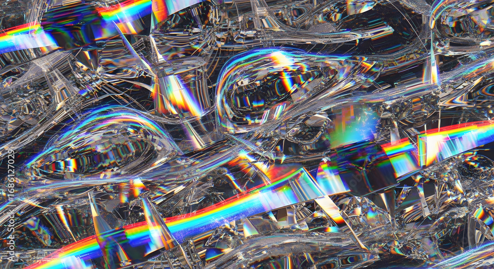 Aufkleber abstract image of a crystal with light refraction creating a rainbow effect.
