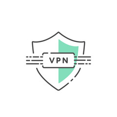 VPNのベクターアイコン セキュリティ、データ通信保護 (線画)