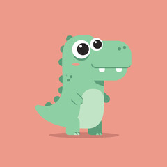 Obraz premium A cute cartoon dinosaur with big eyes and a friendly smile, set against a pastel background.