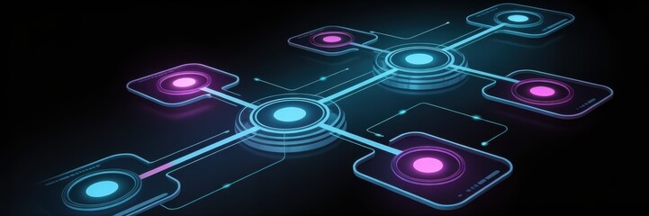 Futuristic network interface with glowing nodes and interconnected lines