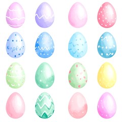Pastel Easter eggs, various patterns