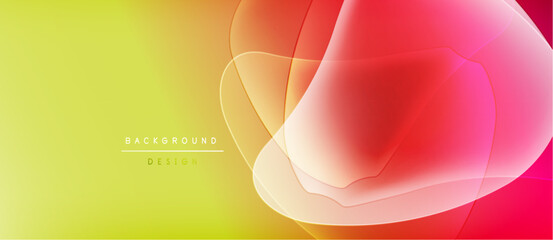 Abstract gradients blend yellow, orange, pink hues. Overlapping shapes create dynamic visual texture. Modern design element.