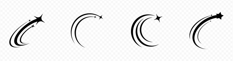 shooting star icon set. vector illustration on transparent background. ©  PixelPulse