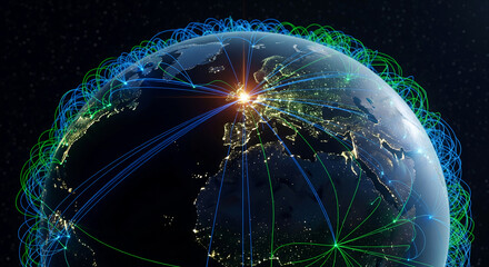 Global business success connecting continents to achieve your goals and targets