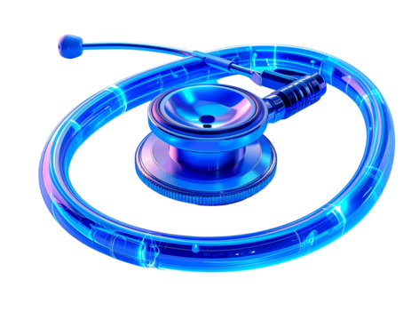 Digital Radiographic Illustration of Stethoscope in Neon Blue