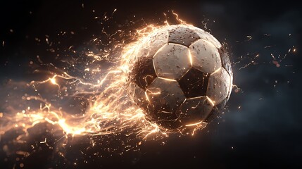 Fototapeta premium Soccer ball with lightning effect graphic design for sports and game visuals