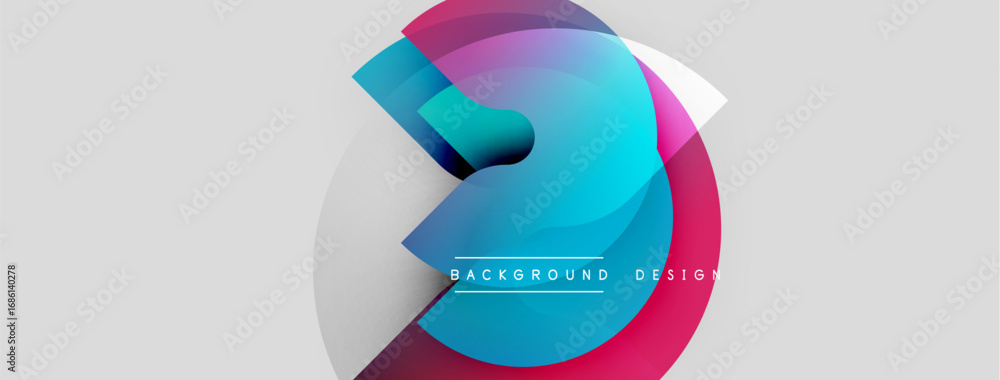 Poster Abstract graphic design. Overlapping shapes create dynamic visual effect. Gradient colors, modern aesthetic, clean presentation.