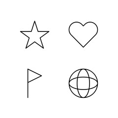 Star Heart Flag and Globe Icon Set for Web and Mobile UI Tools