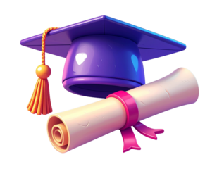 Cheerful Academic Achievement Icon – 3D Cap and Scroll Cartoon Style (2)
