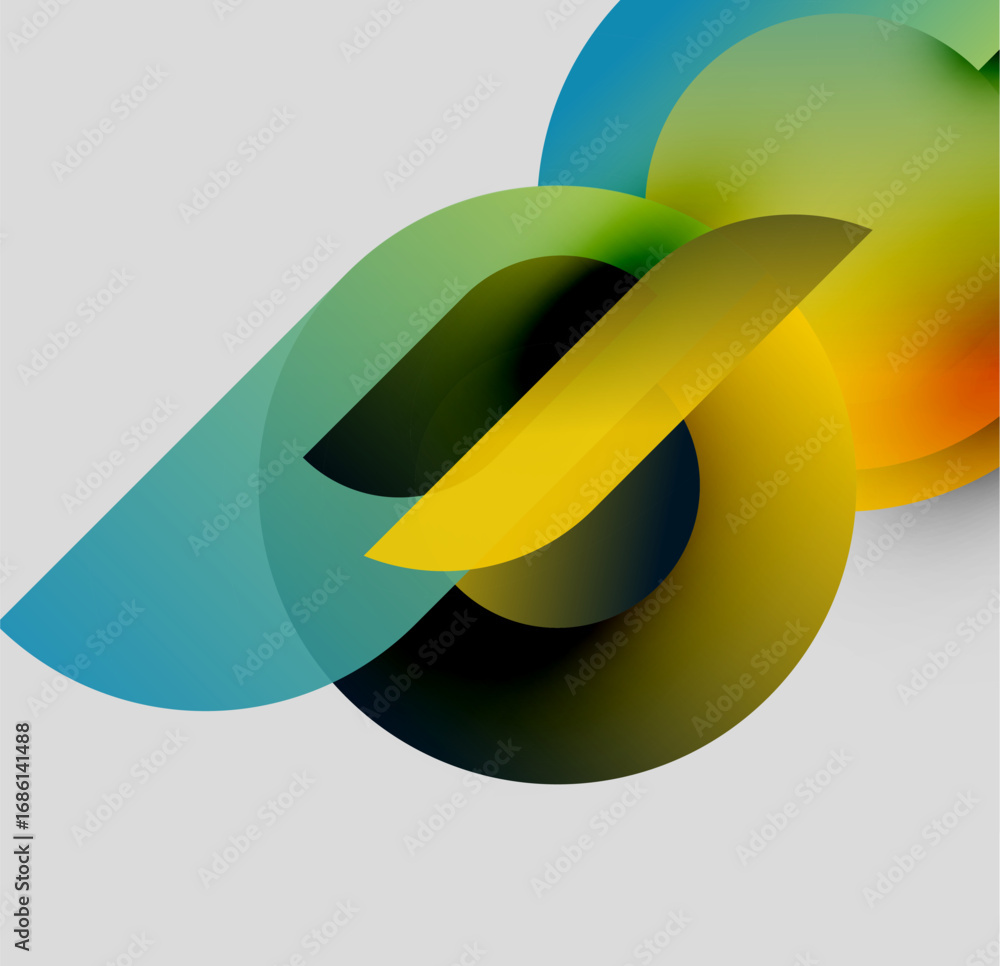 Aufkleber abstract colorful shapes overlap, creating dynamic visual effect. gradients blend hues, forming smoo
