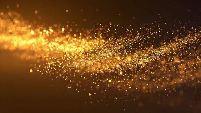 Golden confetti frozen in motion against dark background, celebrating energy and sparkle.