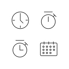 Clock Timer Stopwatch and Calendar Icon Set for Mobile Application