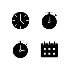 Clock Timer Stopwatch and Calendar Icon Set for Mobile Application