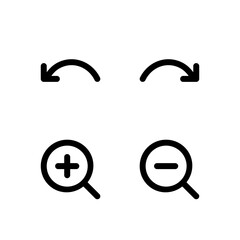 Undo Redo Zoom In and Zoom Out Icon Set for Web Dashboard Interface