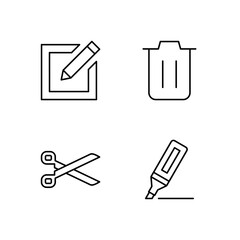 Edit Delete Cut and Highlight Icon Set for Mobile Application