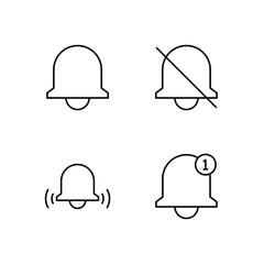 Bell Bell Off Alert and Info Icon Set for Mobile Application