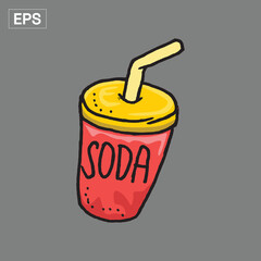 Soda Cup with Straw Illustration
