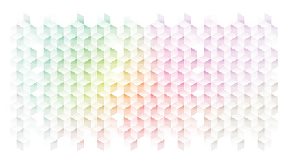 Abstract Gradient Cube Pattern, Geometric Shapes, Light Pastel Colors, Seamless Texture, Modern Style, Decorative Background, Colorful Design, Surface Vector Illustration