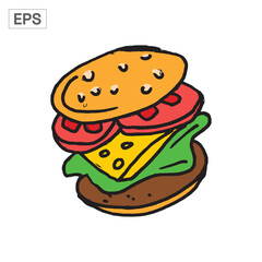 Delicious Hand-Drawn Burger with Fresh Ingredients
