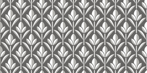 Elegant Gray and White Floral Pattern Design