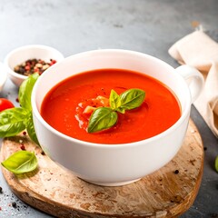 Bowl of vibrant tomato soup