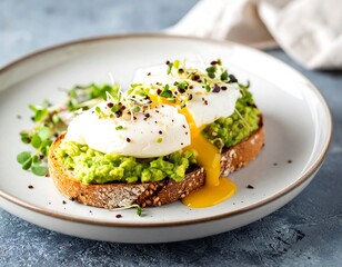 Two poached eggs on avocado toast