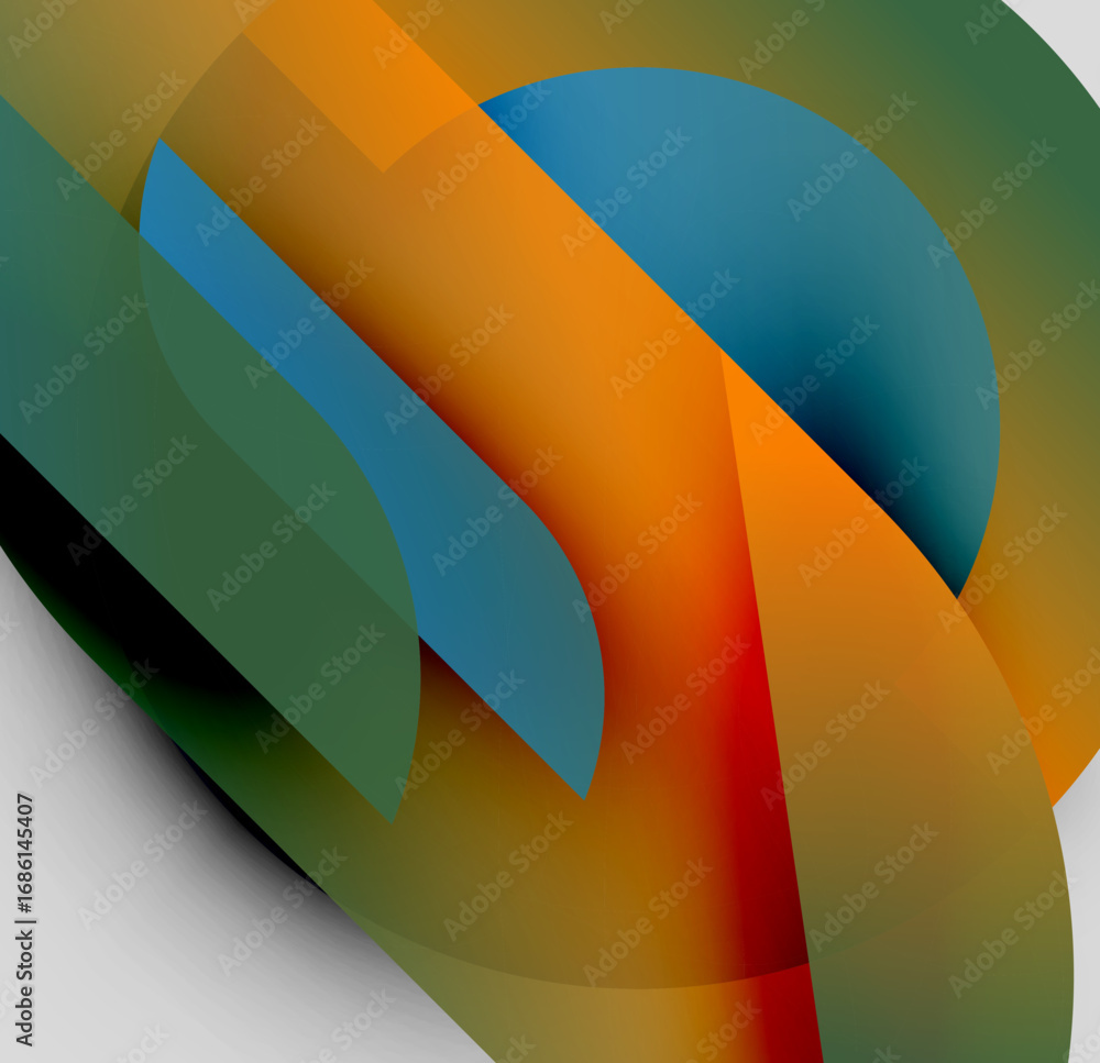 Aufkleber abstract composition. overlapping shapes create dynamic visual effect. warm, cool colors blend, form