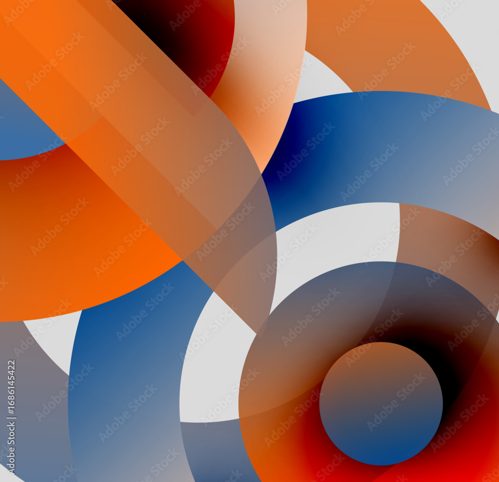 Poster abstract composition. overlapping circles, vibrant hues, dynamic shapes create modern visual experie