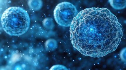 Microscopic Blue Cells with Textured Surface