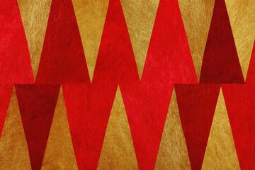 Abstract geometric pattern of red and gold triangles