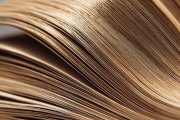 Obraz premium Close-up of fanned, thin, light brown pages