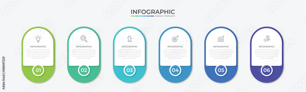 Poster vector infographic label design template with icons and 6 options or steps. can be used for process 